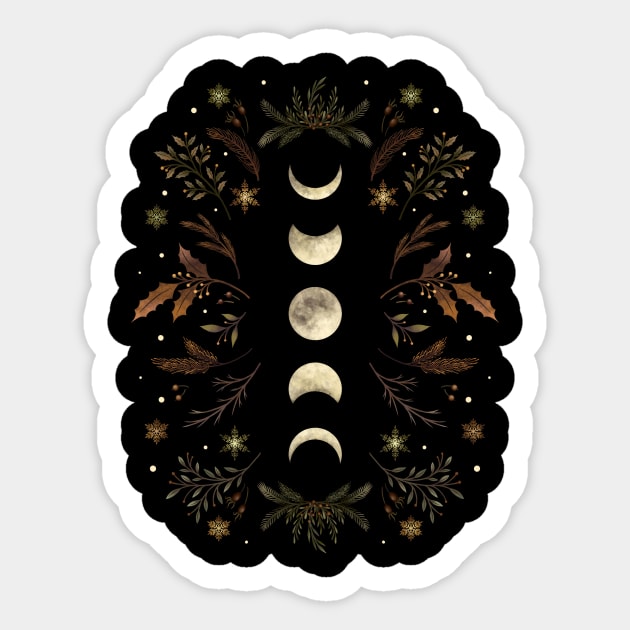 Moonlight Garden - Winter Brown Sticker by Episodic Drawing